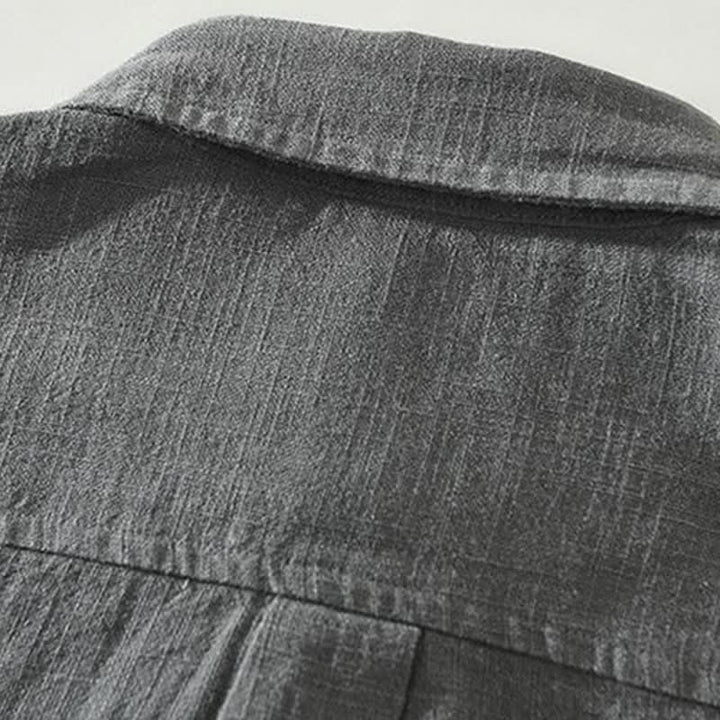 Buddha Stones Camicia da uomo a maniche lunghe in ramia tinta unita, casual, minimalista, con bottoni, ideale per primavera e autunno. - image 2
