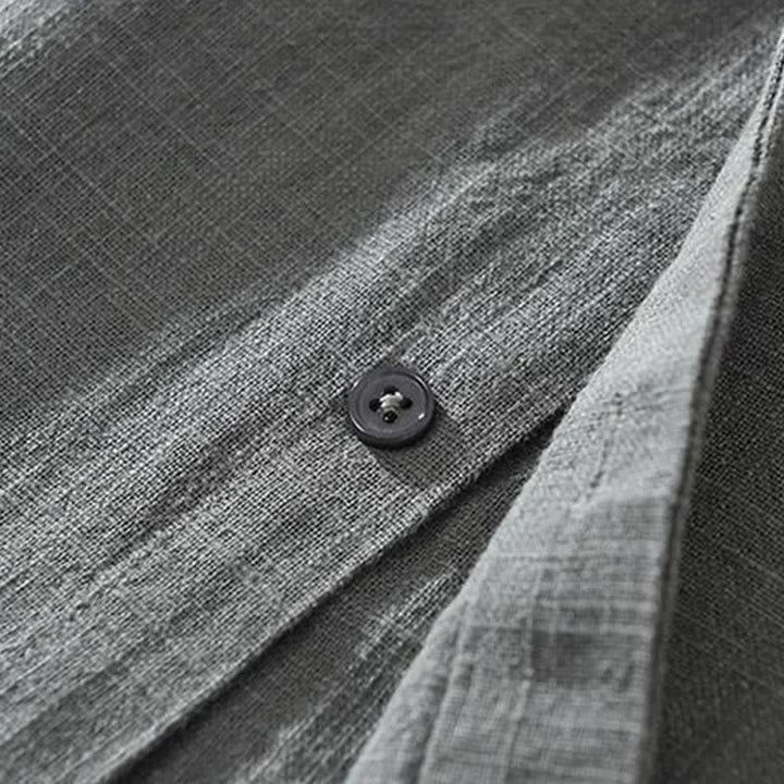 Buddha Stones Camicia da uomo a maniche lunghe in ramia tinta unita, casual, minimalista, con bottoni, ideale per primavera e autunno. - image 3