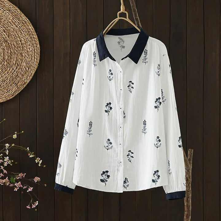 Buddha Stones Camicie da donna a maniche lunghe, stile vintage, con bottoni, a fantasia floreale, perfette per primavera e autunno. - Bianco - US12, UK/AU16, EU44 (3XL) - image 4