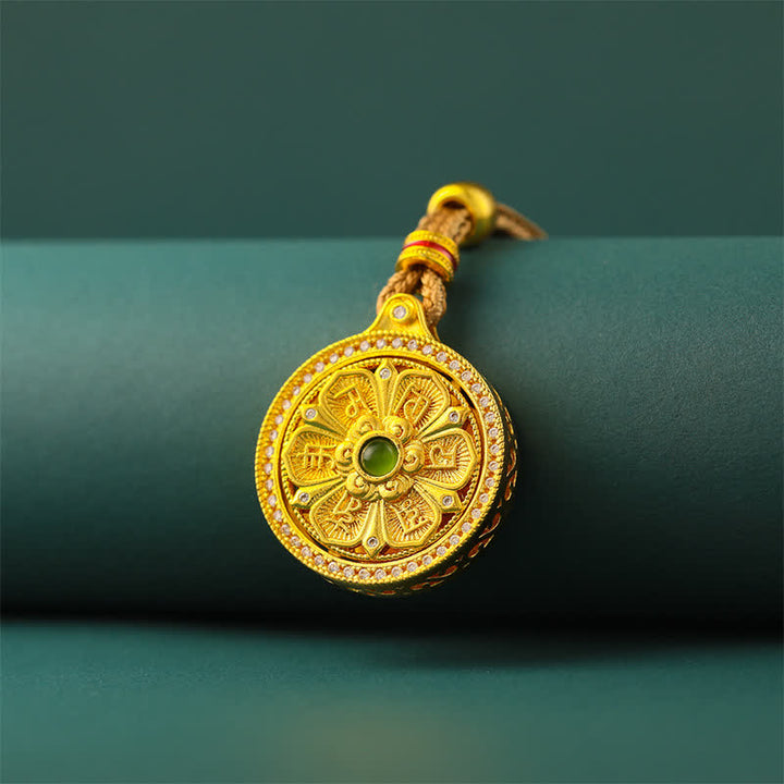 Buddha Stones Collana rotonda girevole Om Mani Padme Hum in ottone placcato oro - image 3