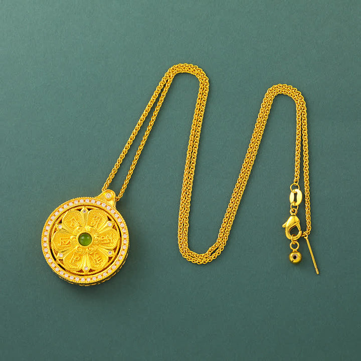 Buddha Stones Collana rotonda girevole Om Mani Padme Hum in ottone placcato oro - Catena - image 8