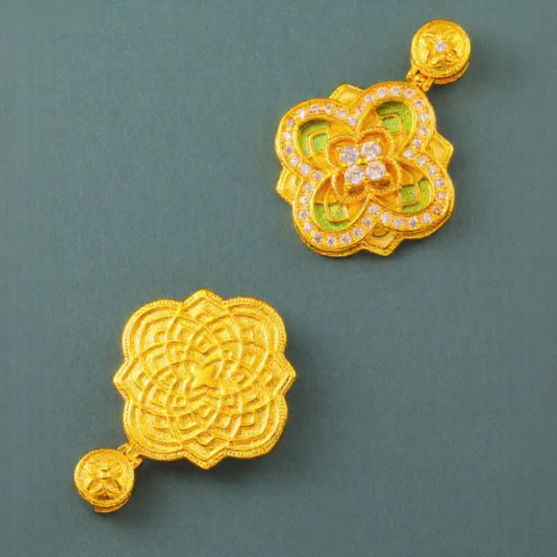 Buddha Stones Collana con bussola Ruyi in rame placcato oro Begonia con connessione armonica - image 10