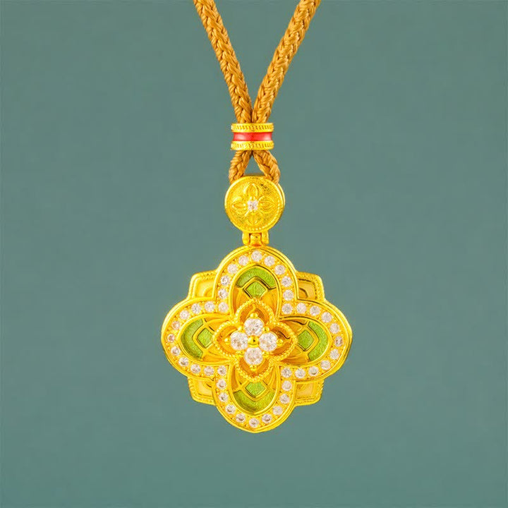 Buddha Stones Collana con bussola Ruyi in rame placcato oro Begonia con connessione armonica - Begonia corda dorata - image 0