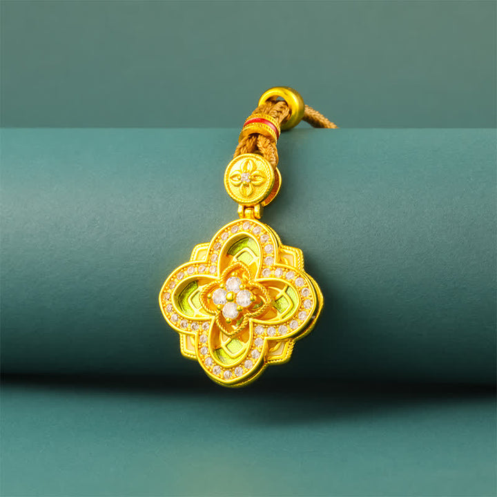 Buddha Stones Collana con bussola Ruyi in rame placcato oro Begonia con connessione armonica - image 1