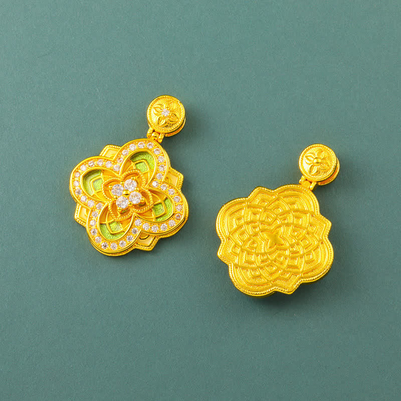 Buddha Stones Collana con bussola Ruyi in rame placcato oro Begonia con connessione armonica - image 8