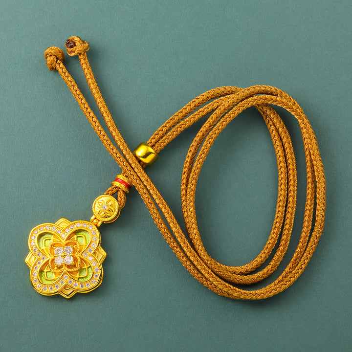 Buddha Stones Collana con bussola Ruyi in rame placcato oro Begonia con connessione armonica - image 3