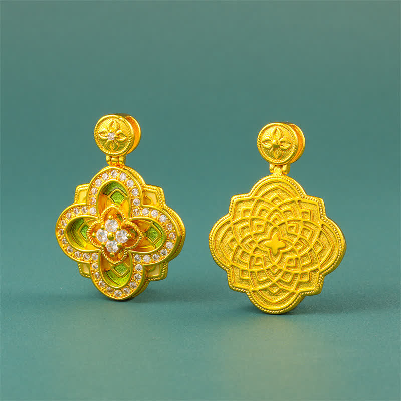 Buddha Stones Collana con bussola Ruyi in rame placcato oro Begonia con connessione armonica - image 4
