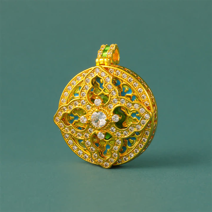Buddha Stones Collana con ciondolo rotondo a forma di zucca in ottone placcato oro, simbolo di energia. - image 9