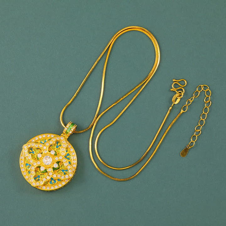 Buddha Stones Collana con ciondolo rotondo a forma di zucca in ottone placcato oro, simbolo di energia. - Catena di serpenti - image 7