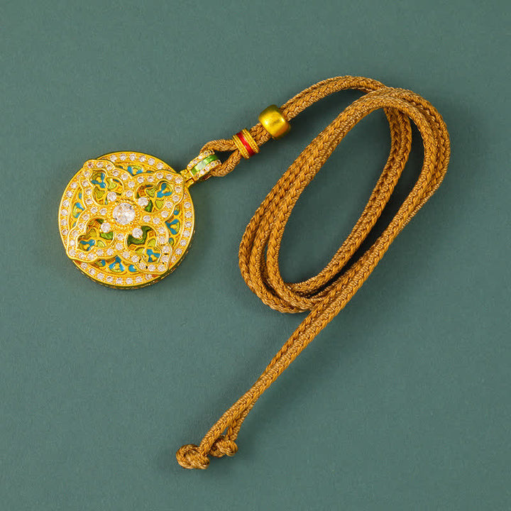 Buddha Stones Collana con ciondolo rotondo a forma di zucca in ottone placcato oro, simbolo di energia. - image 2