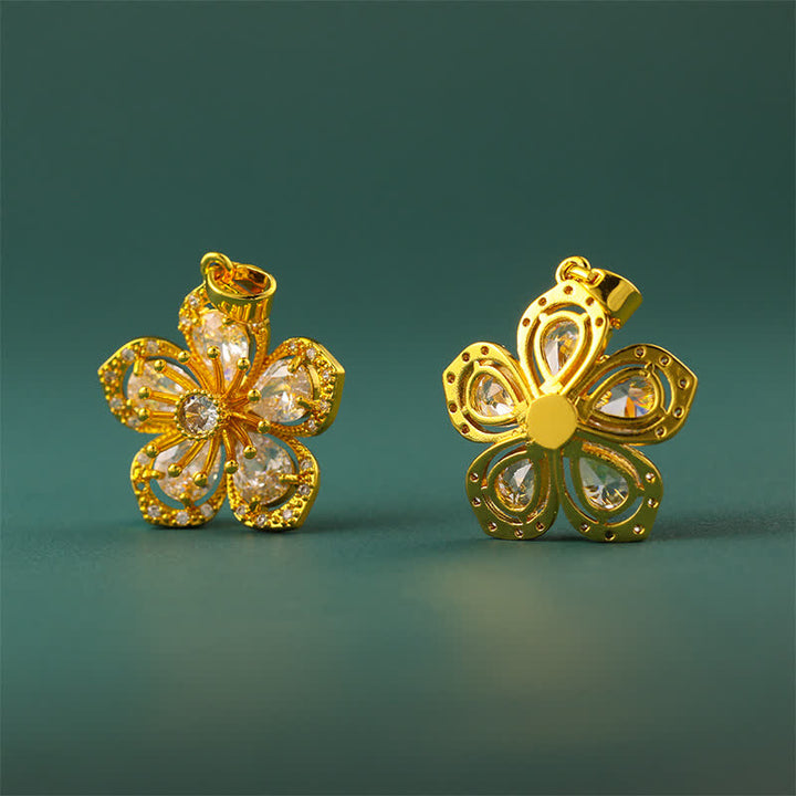 Buddha Stones Collana con ciondolo a forma di fiore di pruno in ottone placcato oro con connessione armonica - image 8