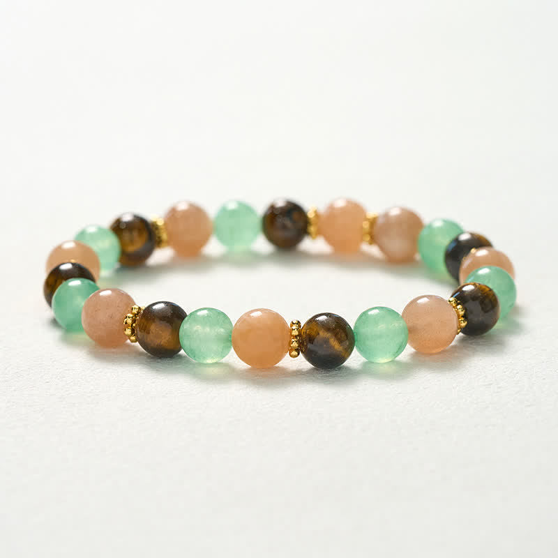 Buddha Stones Bracciale portafortuna con perline di avventurina verde, occhio di tigre e pietra del sole - image 10
