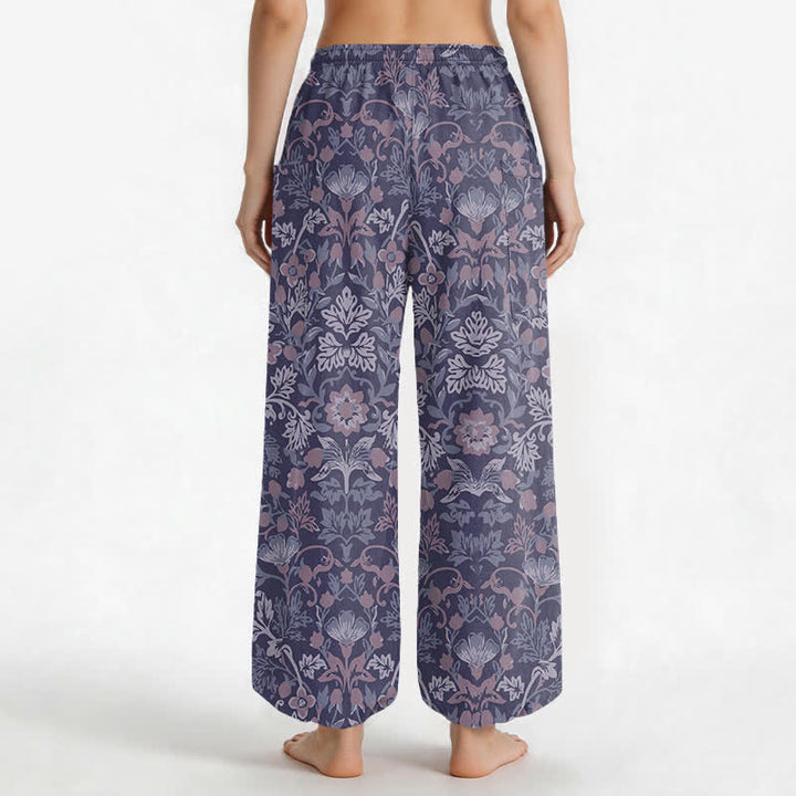 Buddha Stones Pantaloni harem da donna in cotone vintage con fantasia floreale paisley e vita elasticizzata, con tasche laterali. - image 12