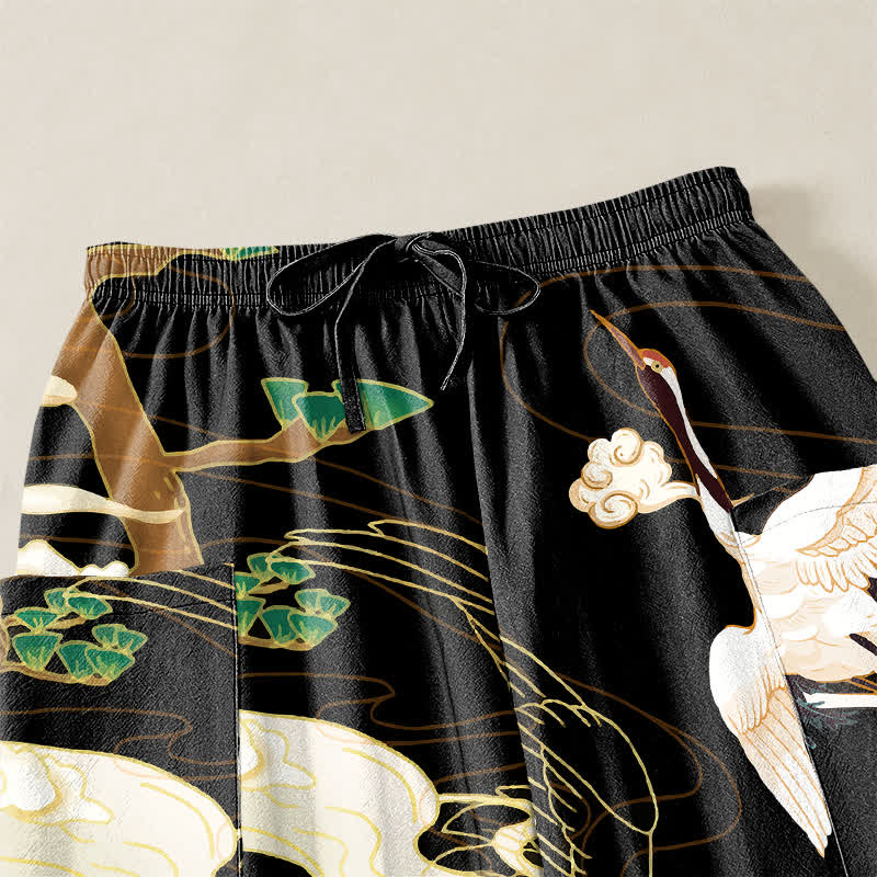 Buddha Stones Pantaloni harem da donna in cotone con motivo a onde orientali e vita elasticizzata, con tasche laterali. - image 5