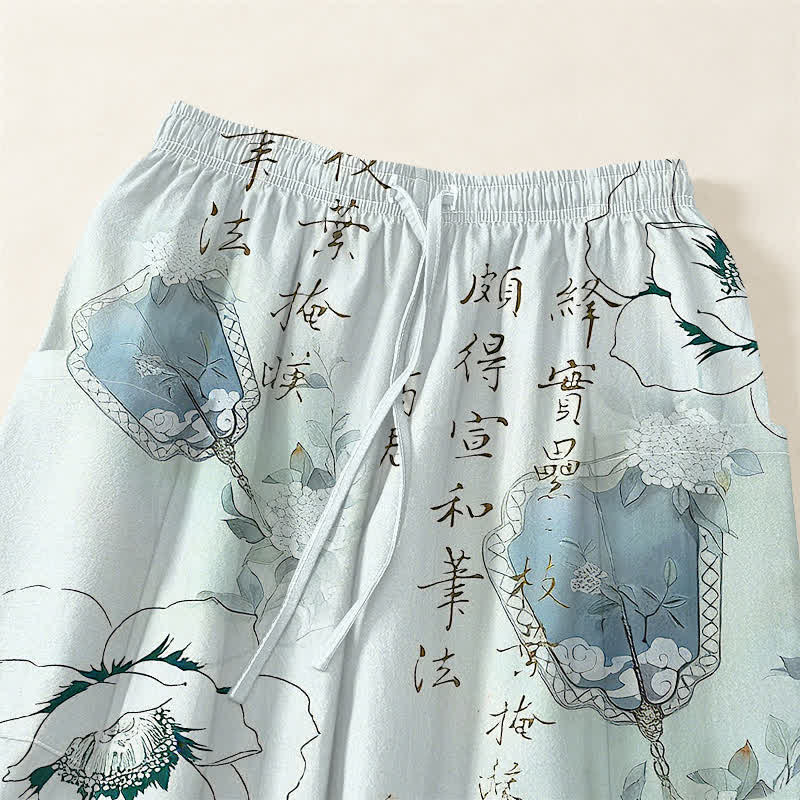 Buddha Stones Pantaloni harem da donna in cotone con stampa effetto loto e vita elasticizzata, con tasche laterali. - image 5