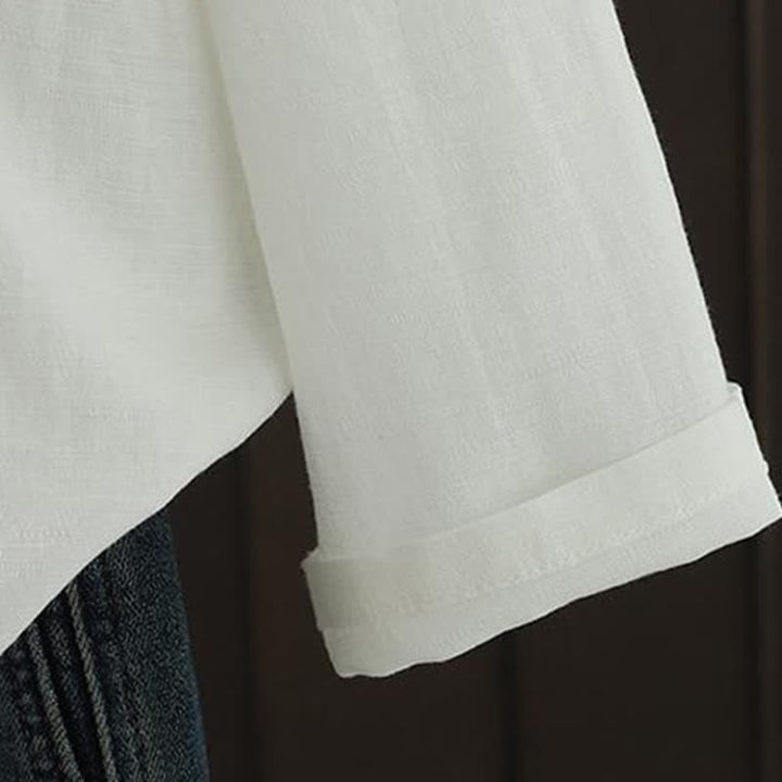 Buddha Stones Camicia da donna a maniche lunghe, casual, minimalista, con coulisse, ricami e tinta unita, ideale per primavera/estate. - image 17