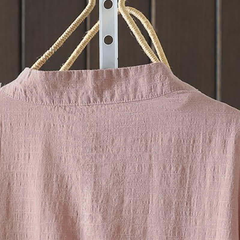 Buddha Stones Camicia da donna a maniche lunghe, casual, minimalista, con coulisse, ricami e tinta unita, ideale per primavera/estate. - image 11