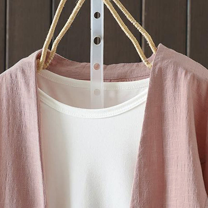 Buddha Stones Camicia da donna a maniche lunghe, casual, minimalista, con coulisse, ricami e tinta unita, ideale per primavera/estate. - image 10