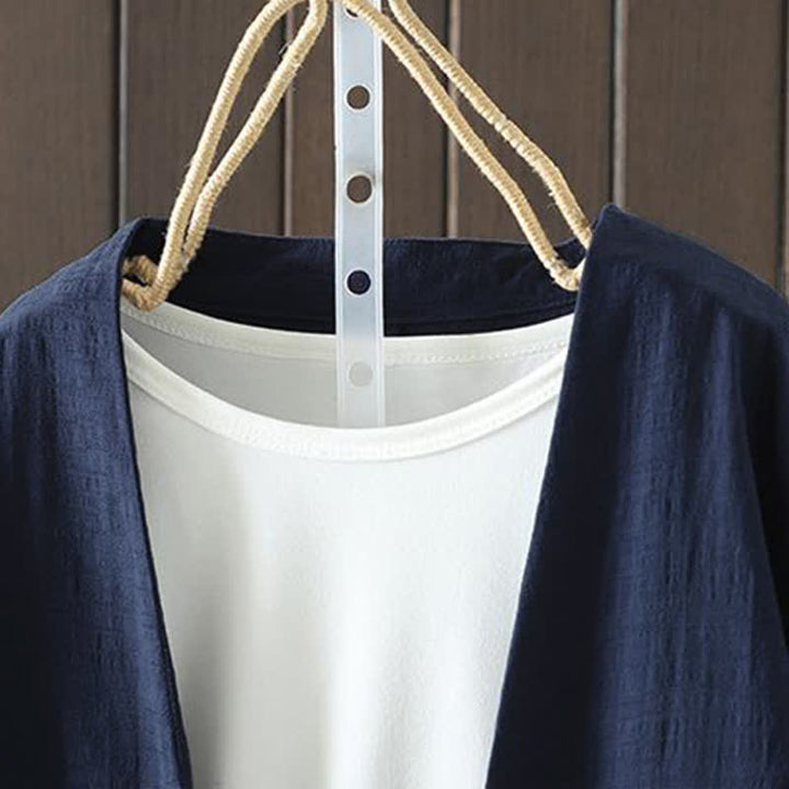 Buddha Stones Camicia da donna a maniche lunghe, casual, minimalista, con coulisse, ricami e tinta unita, ideale per primavera/estate. - image 5
