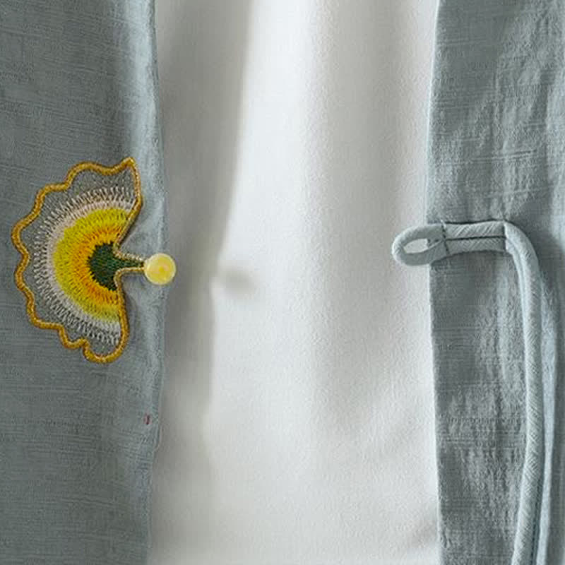 Buddha Stones Camicia da donna a maniche lunghe, casual, minimalista, con coulisse, ricami e tinta unita, ideale per primavera/estate. - image 3