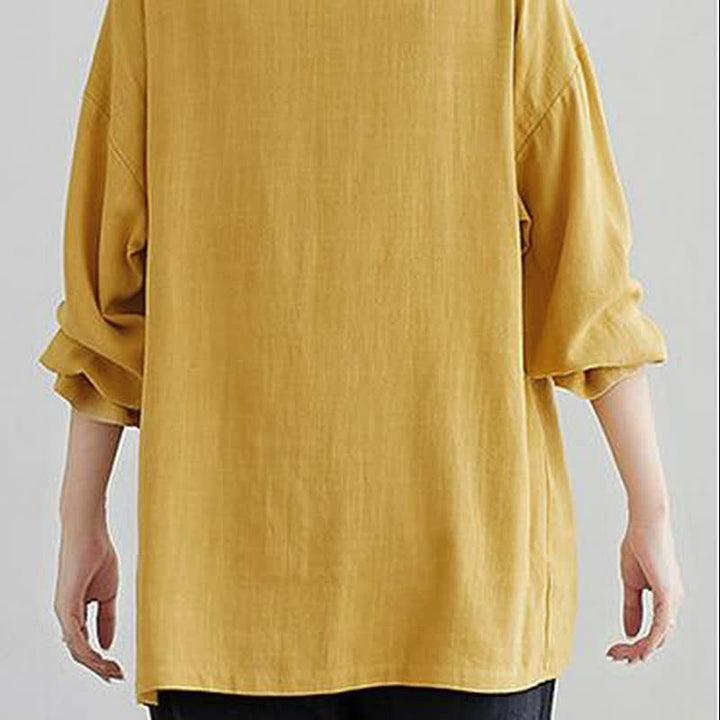 Buddha Stones Camicia da donna a maniche lunghe, tinta unita, casual, minimalista, con tasche, ideale per primavera/estate. - image 15