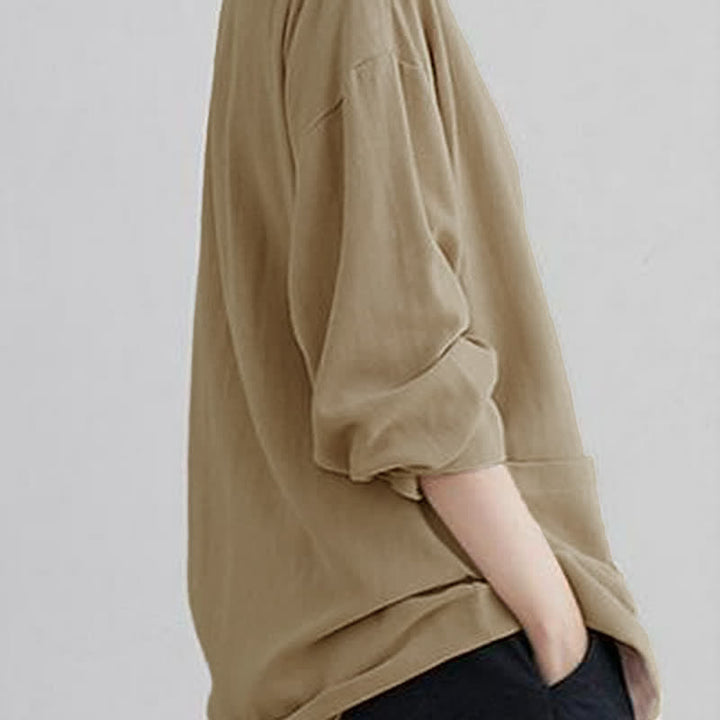 Buddha Stones Camicia da donna a maniche lunghe, tinta unita, casual, minimalista, con tasche, ideale per primavera/estate. - image 10