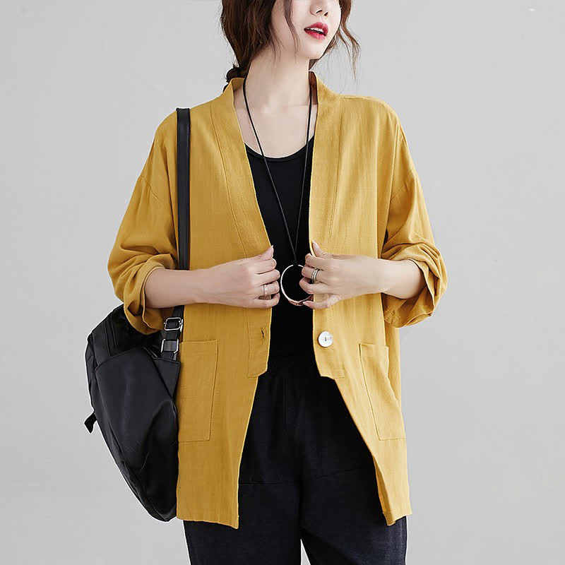 Buddha Stones Camicia da donna a maniche lunghe, tinta unita, casual, minimalista, con tasche, ideale per primavera/estate. - Oro - US4, UK/AU8, EU36 (L) - image 13