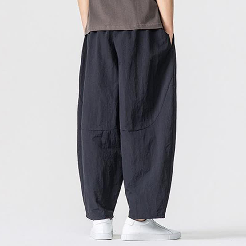 Buddha Stones Pantaloni harem da uomo, basici, minimalisti, con coulisse, tinta unita, per primavera/autunno, con tasche. - image 15