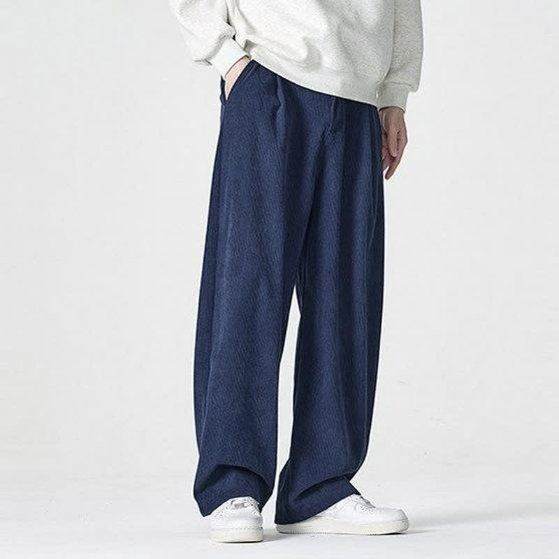 Buddha Stones Pantaloni casual autunno/inverno a tinta unita con cerniera, modello alla caviglia, da uomo a gamba dritta con tasca. - image 1