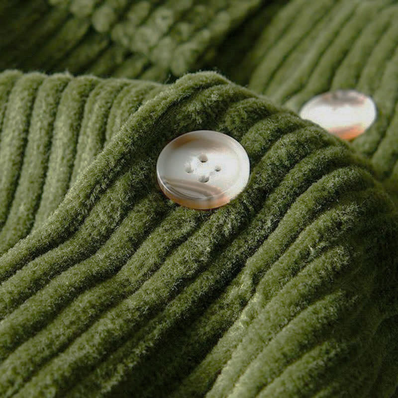 Buddha Stones Giacca da uomo vintage autunno/inverno in velluto a coste di cotone tinta unita con bottoni e tasca - image 11