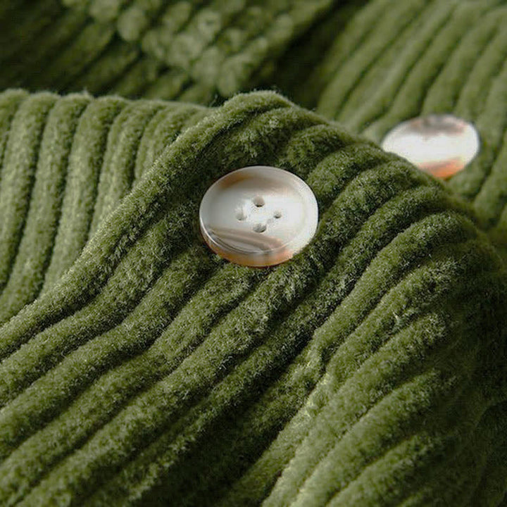Buddha Stones Giacca da uomo vintage autunno/inverno in velluto a coste di cotone tinta unita con bottoni e tasca - image 11