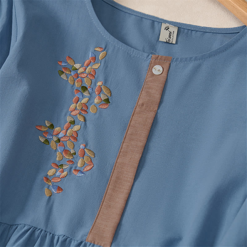 Abito midi da donna con maniche corte e ricami etnici primaverili a tema Buddha Stones. - image 26