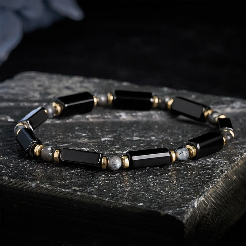 Buddha Stones Bracciale protettivo in onice nera con perline in rame - image 1