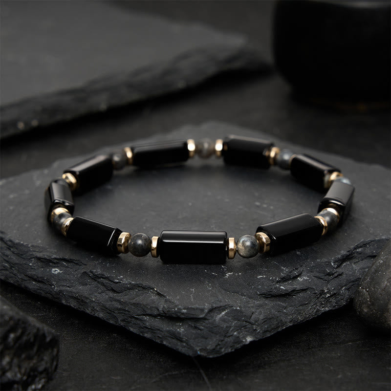 Buddha Stones Bracciale protettivo in onice nera con perline in rame - image 2