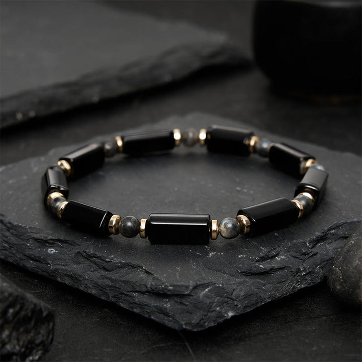 Buddha Stones Bracciale protettivo in onice nera con perline in rame - image 2