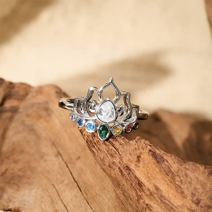 Buddha Stones Anello curativo Copper Lotus multicolore con zirconi incastonati. - image 3
