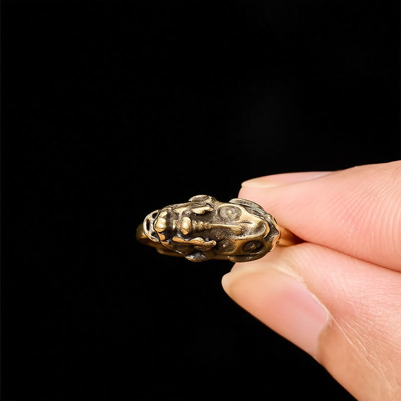 Buddha Stones Anello regolabile in ottone Pixiu portafortuna per la ricchezza. - image 4