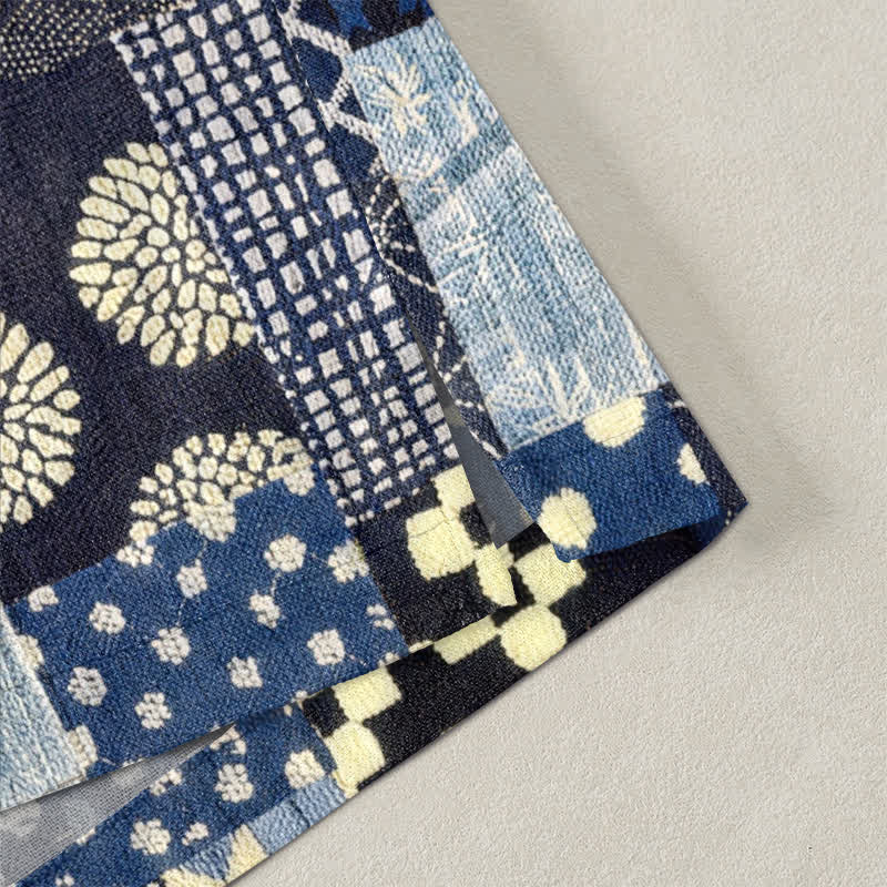 Buddha Stones Kimono da uomo in cotone con motivo patchwork floreale vintage e apertura frontale. - image 4