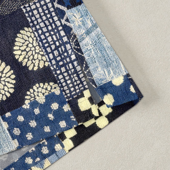 Buddha Stones Kimono da uomo in cotone con motivo patchwork floreale vintage e apertura frontale. - image 4
