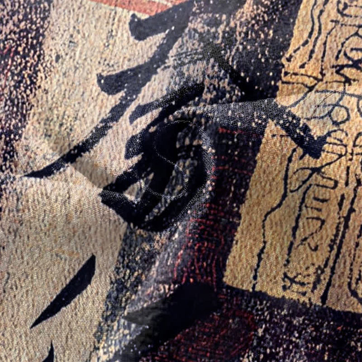 Buddha Stones Kimono da uomo in cotone con motivo a bambù e calligrafia zen, aperto sul davanti. - image 5