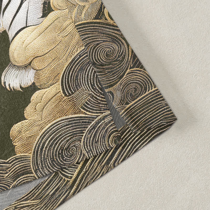 Buddha Stones Kimono da uomo in cotone bianco con motivo a nuvole e pino, aperto sul davanti. - image 4