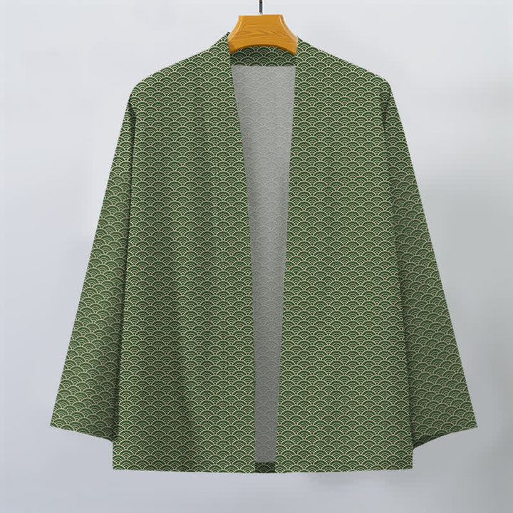 Buddha Stones Kimono da uomo in cotone con motivo a onde oceaniche giapponesi e apertura frontale. - image 10