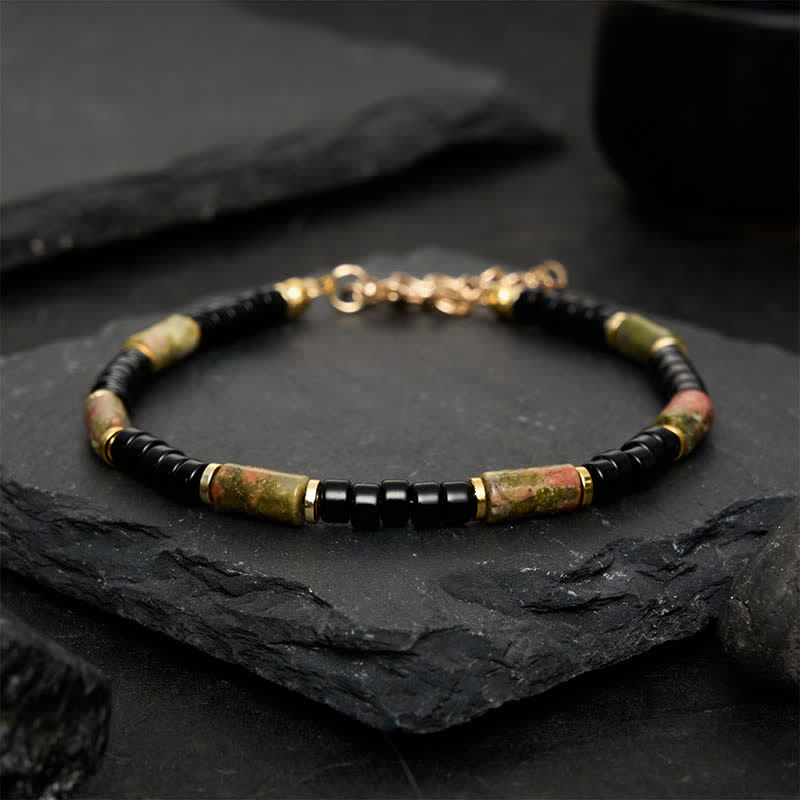 Buddha Stones Bracciale vintage con unakite, ematite e dettagli in rame. - image 1