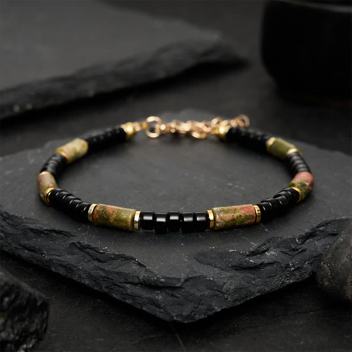 Buddha Stones Bracciale vintage con unakite, ematite e dettagli in rame. - image 1