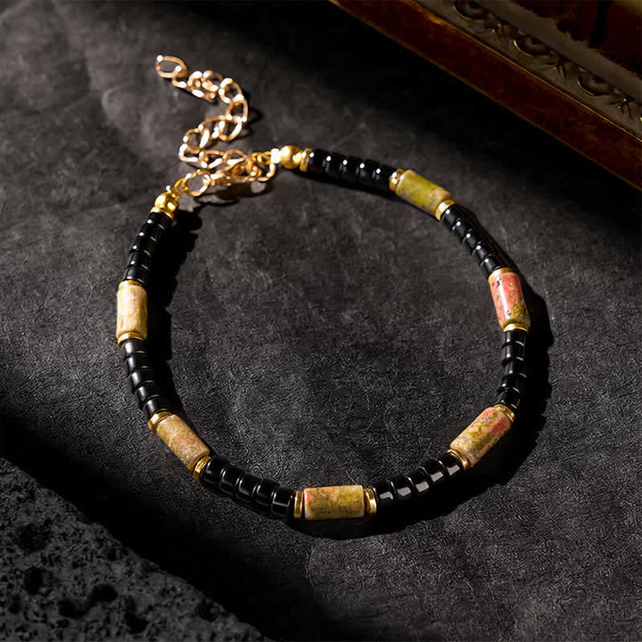 Buddha Stones Bracciale vintage con unakite, ematite e dettagli in rame. - image 2