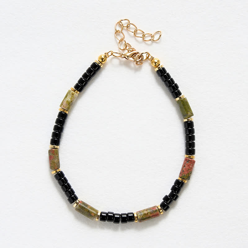 Buddha Stones Bracciale vintage con unakite, ematite e dettagli in rame. - image 4