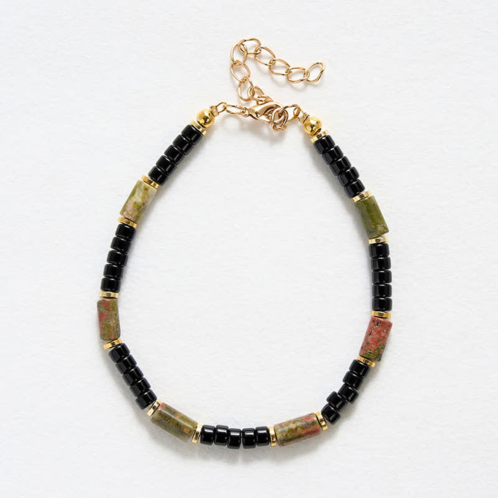 Buddha Stones Bracciale vintage con unakite, ematite e dettagli in rame. - image 4