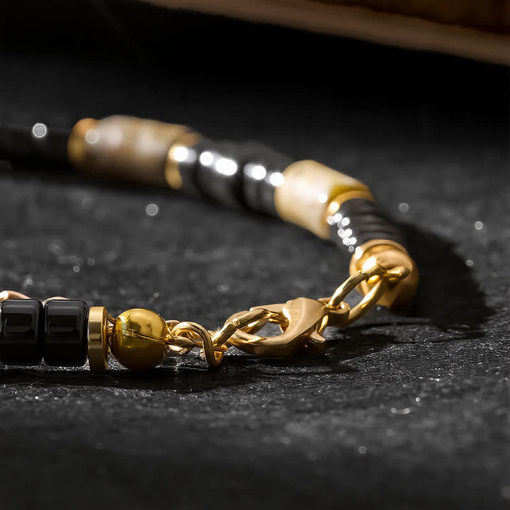 Buddha Stones Bracciale vintage con unakite, ematite e dettagli in rame. - image 5