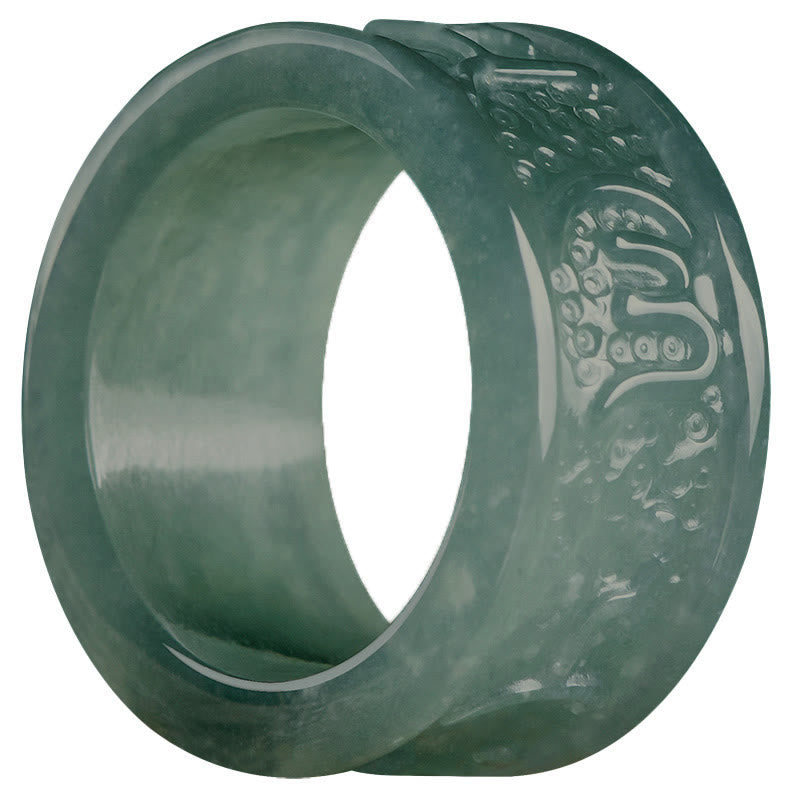 Anello di prosperità intagliato con Buddha Stones in giada naturale Om Mani Padme Hum - image 9