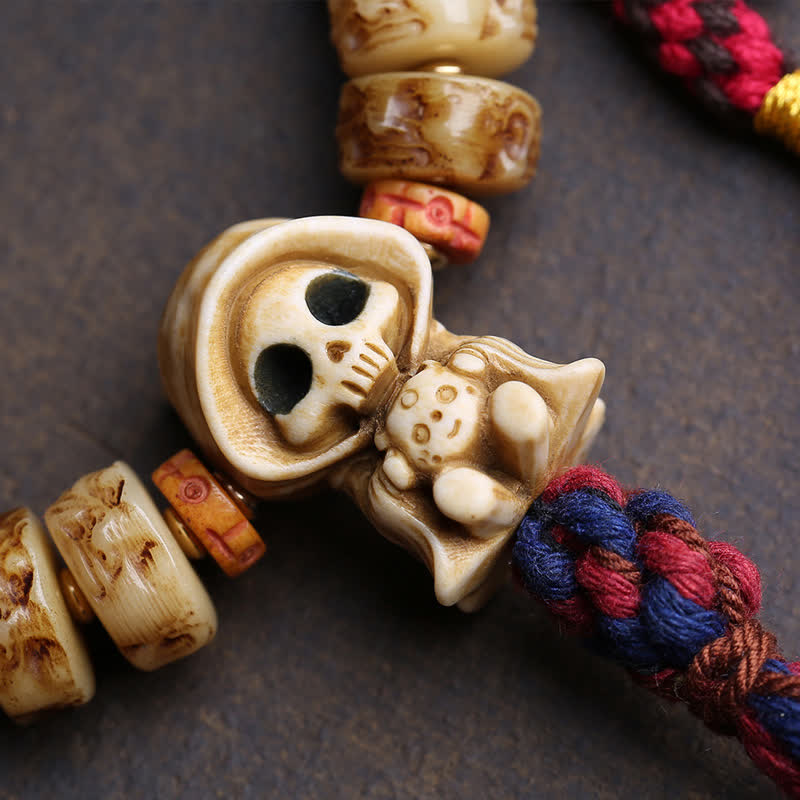 Buddha Stones Bracciale di protezione della foresta con perline d'osso tibetane, Signore dei cadaveri - image 1